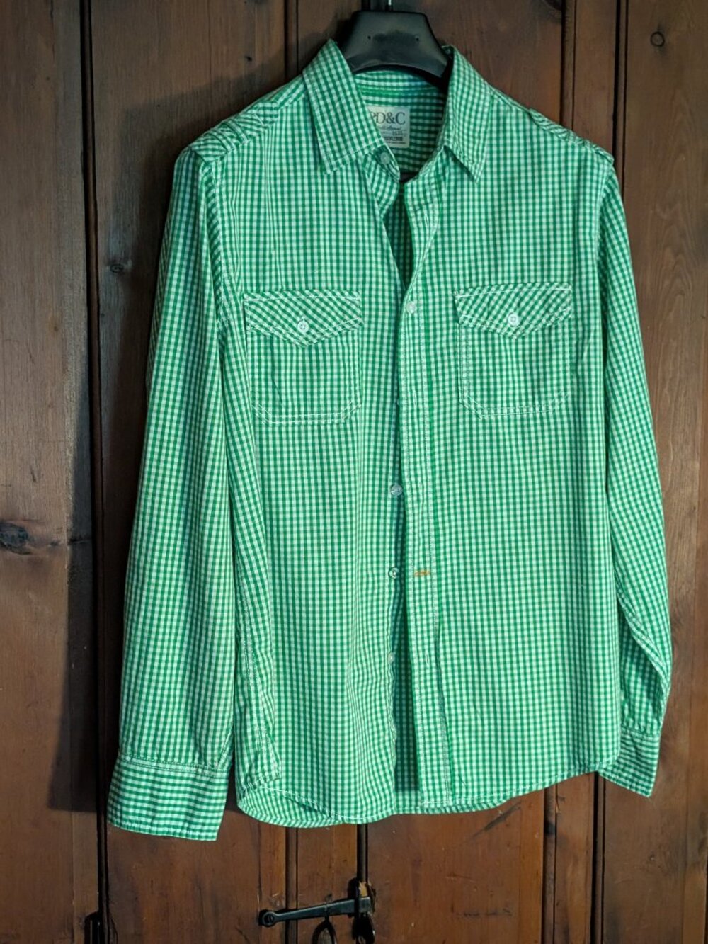 Easy eye PD&C Shirt -Green/White -flap pockets -Sleeves tabs -Shoulder tabs -SzM